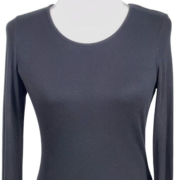 Marine Layer Lexi Rib Long Sleeve Midi Dress Black Size Medium - Picture 7 of 16